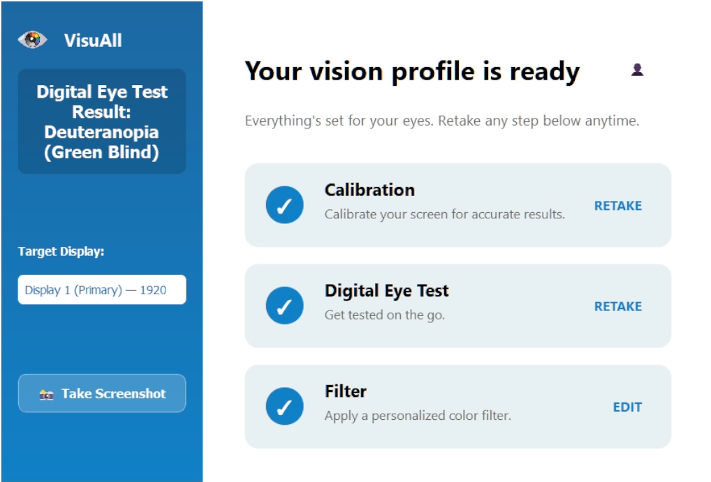 VisuAll Windows app dashboard